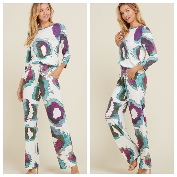 Multi Watercolor Jumpsuit - Picture 4 of 6
